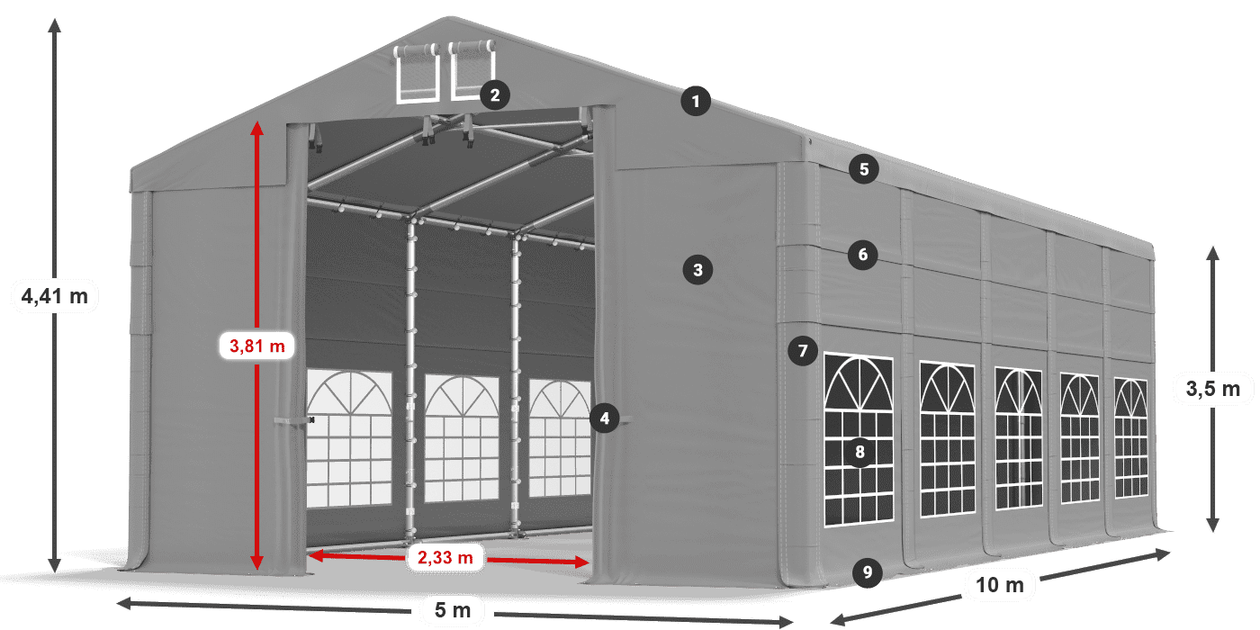 Roof: FR 620 PVC Walls: SD 500 PVC