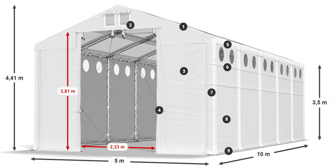 Roof: MS 580 PVC Walls: SD 500 PVC