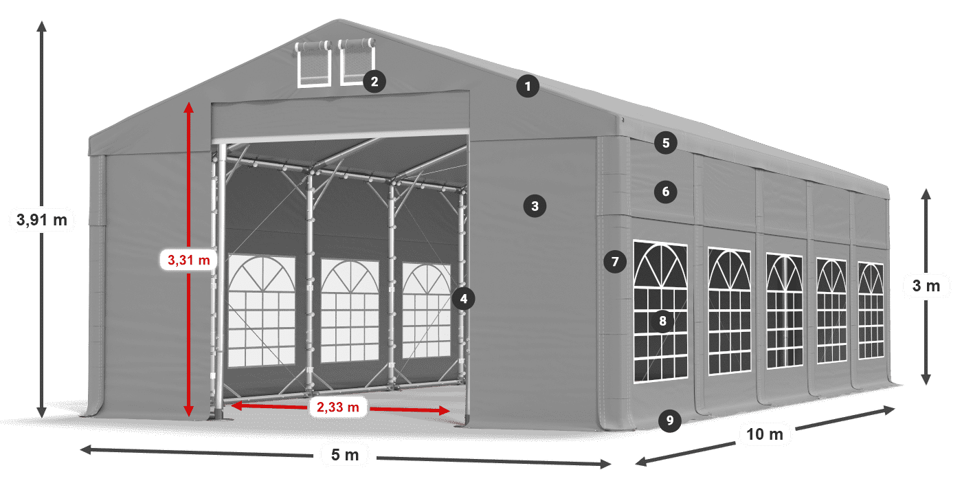 Roof: FR 620 PVC Walls: SD 500 PVC 3m legend