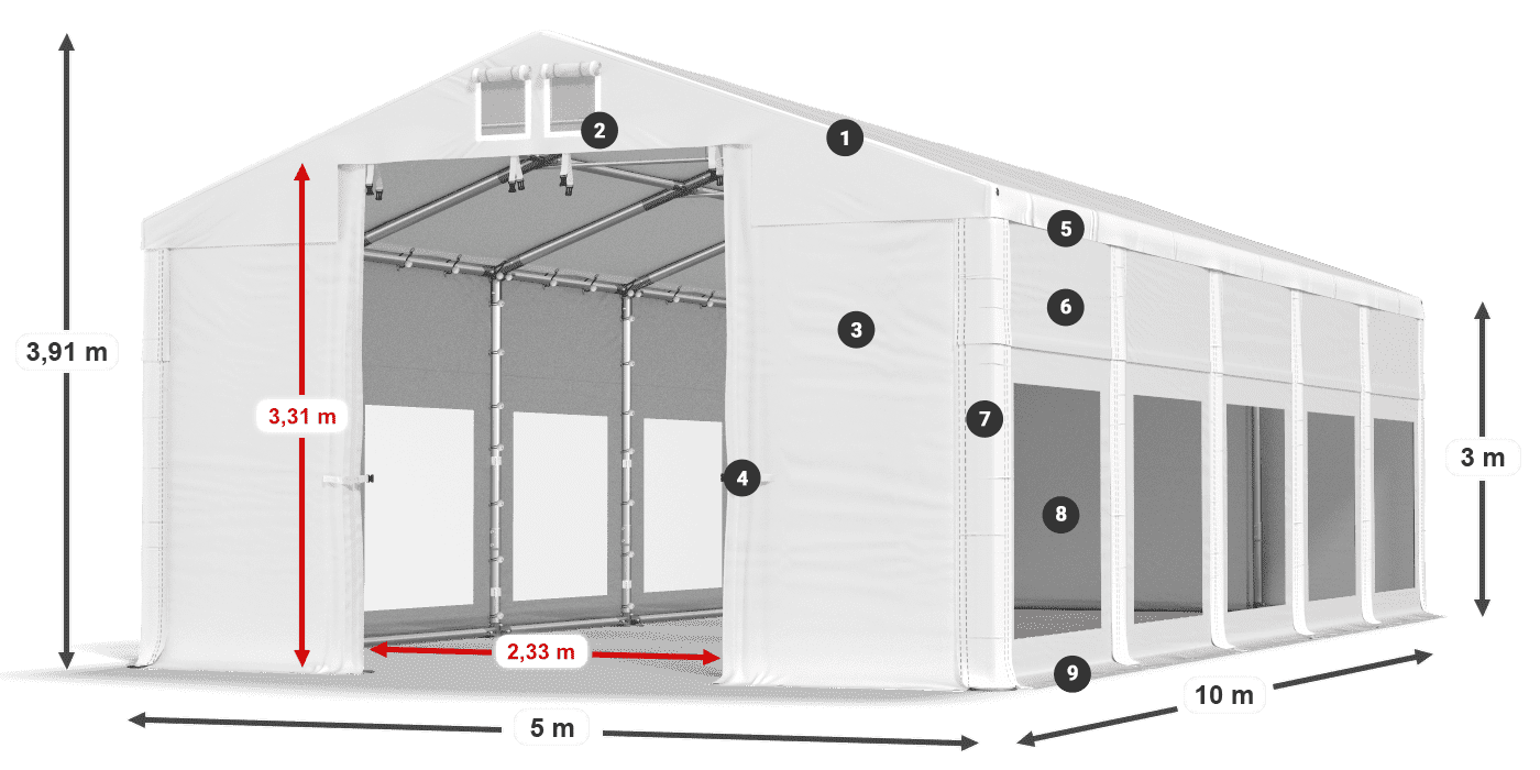 Roof: MS 580 PVC Walls: MS 580 PVC 3m legend