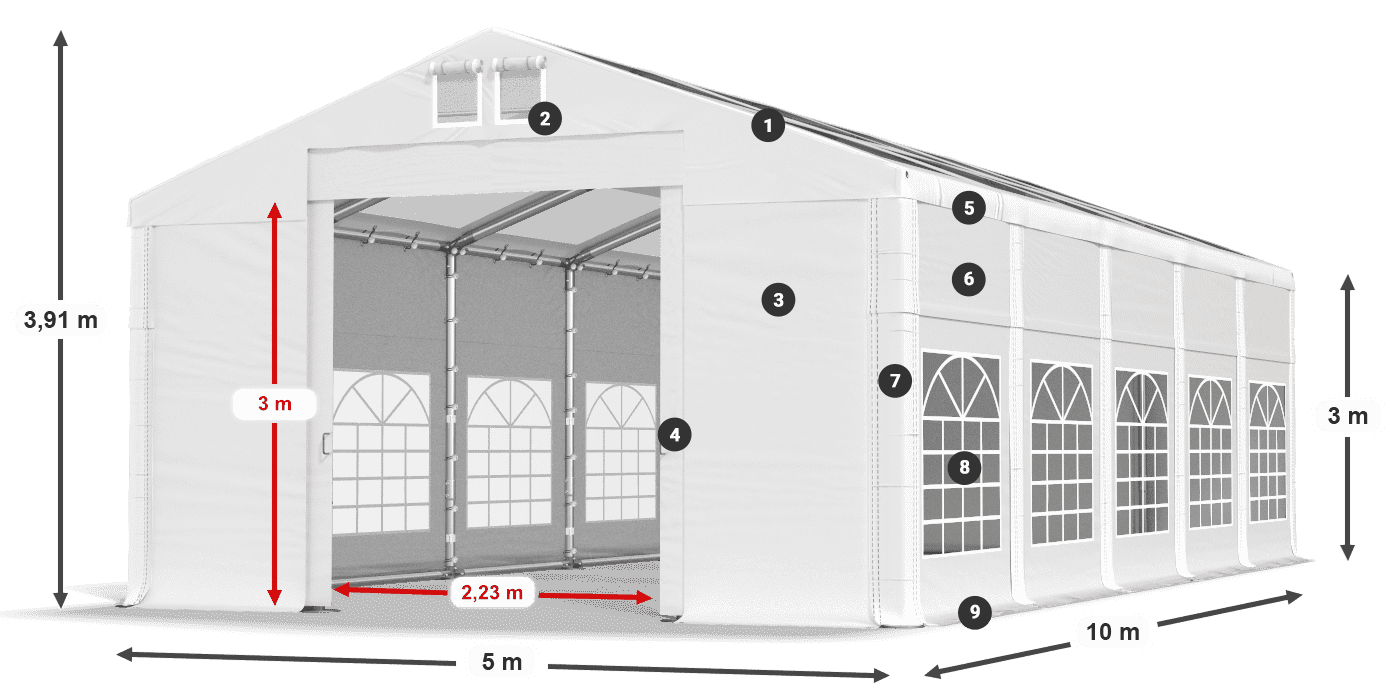 Roof: MS T 580 PVC Walls: SD I 500 PVC 3m legend