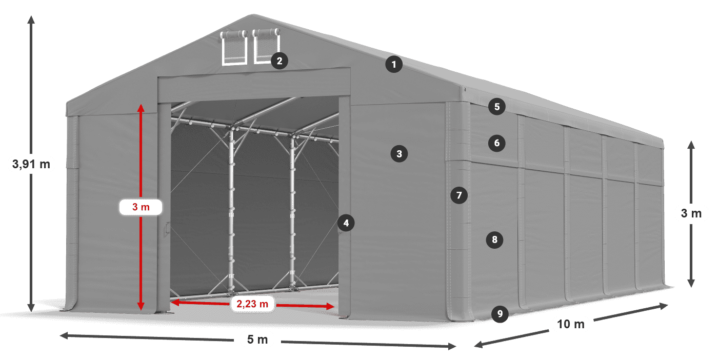 Roof: SD 560 PVC Walls: MS 580 PVC legend 3m