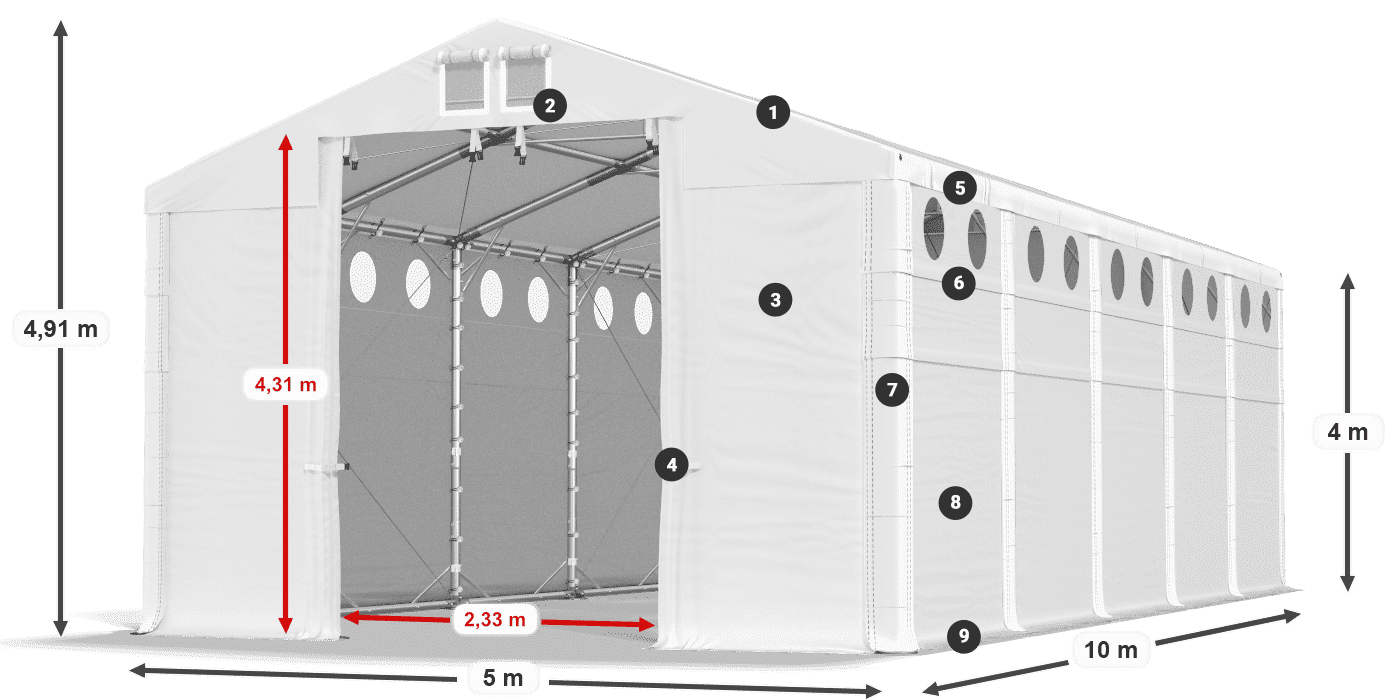 Roof: FR 620 PVC Walls: SD 500 PVC