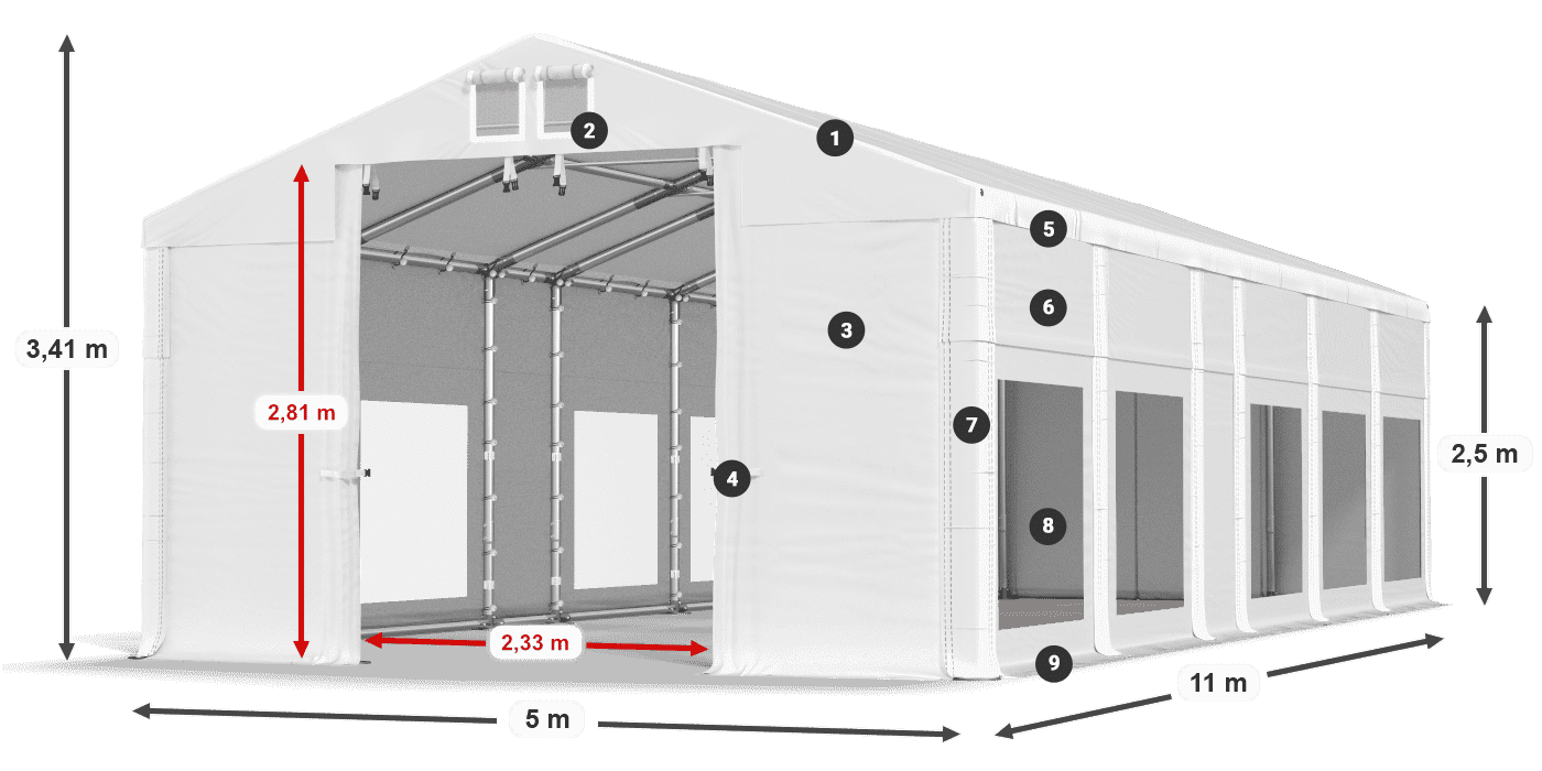 Roof: FR 620 PVC Walls: MS 580 PVC 2.5m legend