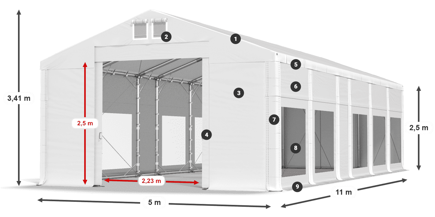 Roof: MS 580 PVC Walls: MS 580 PVC 2.5m legend