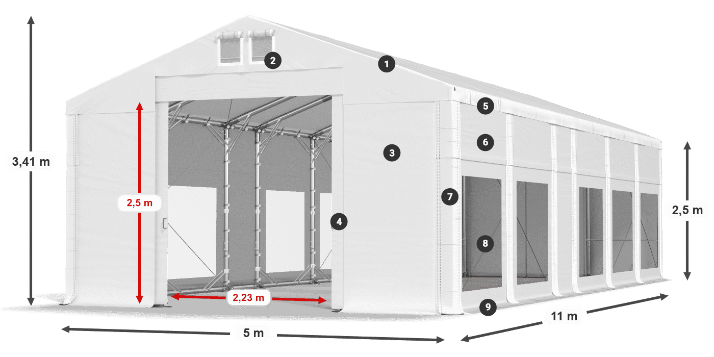Roof: MS 580 PVC Walls: MS 580 PVC 2.5m legend