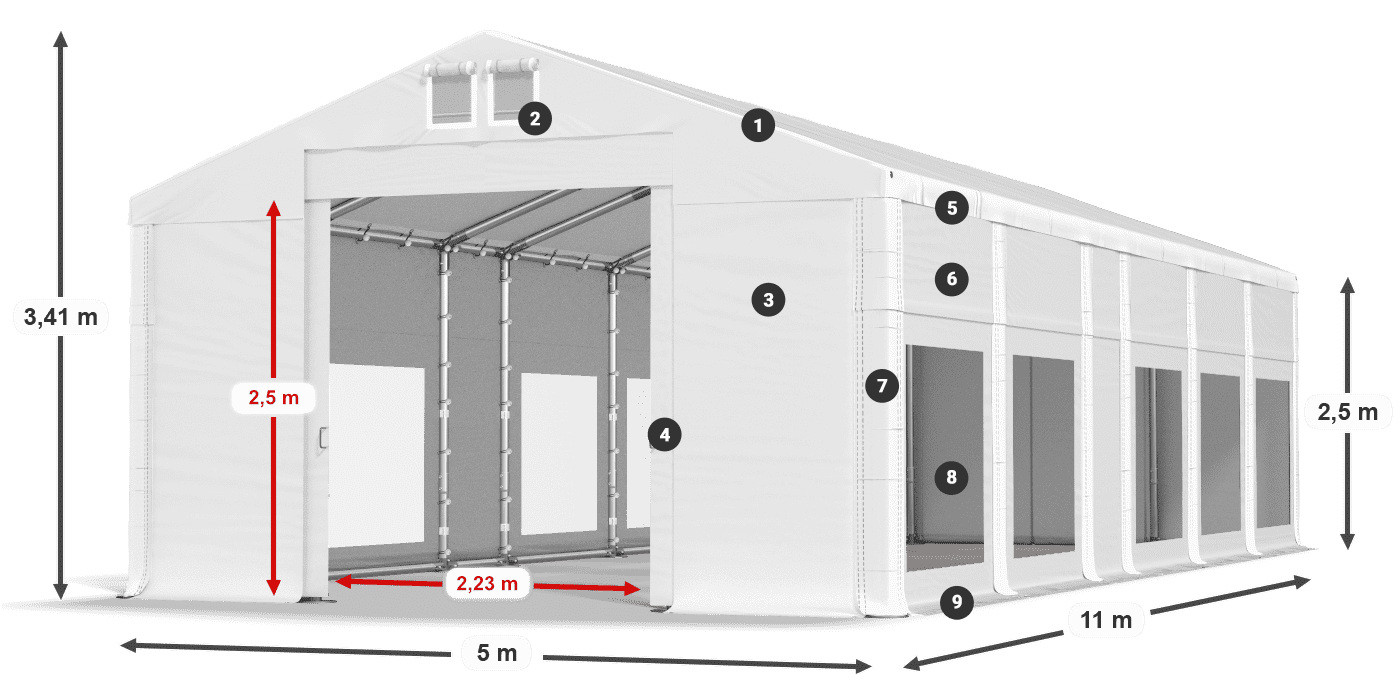 Roof: MS 580 PVC Walls: MS 580 PVC 2.5m legend
