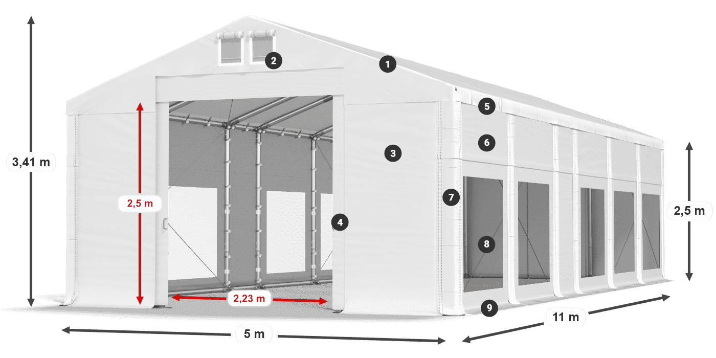 Roof: MS 580 PVC Walls: MS 580 PVC 2.5m legend