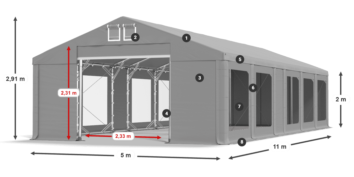 Roof: MS 580 PVC Walls: MS 580 PVC 2m legend