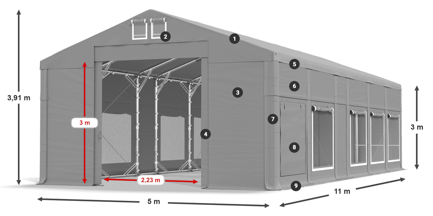Roof: MS 580 PVC Walls: SD 500 PVC