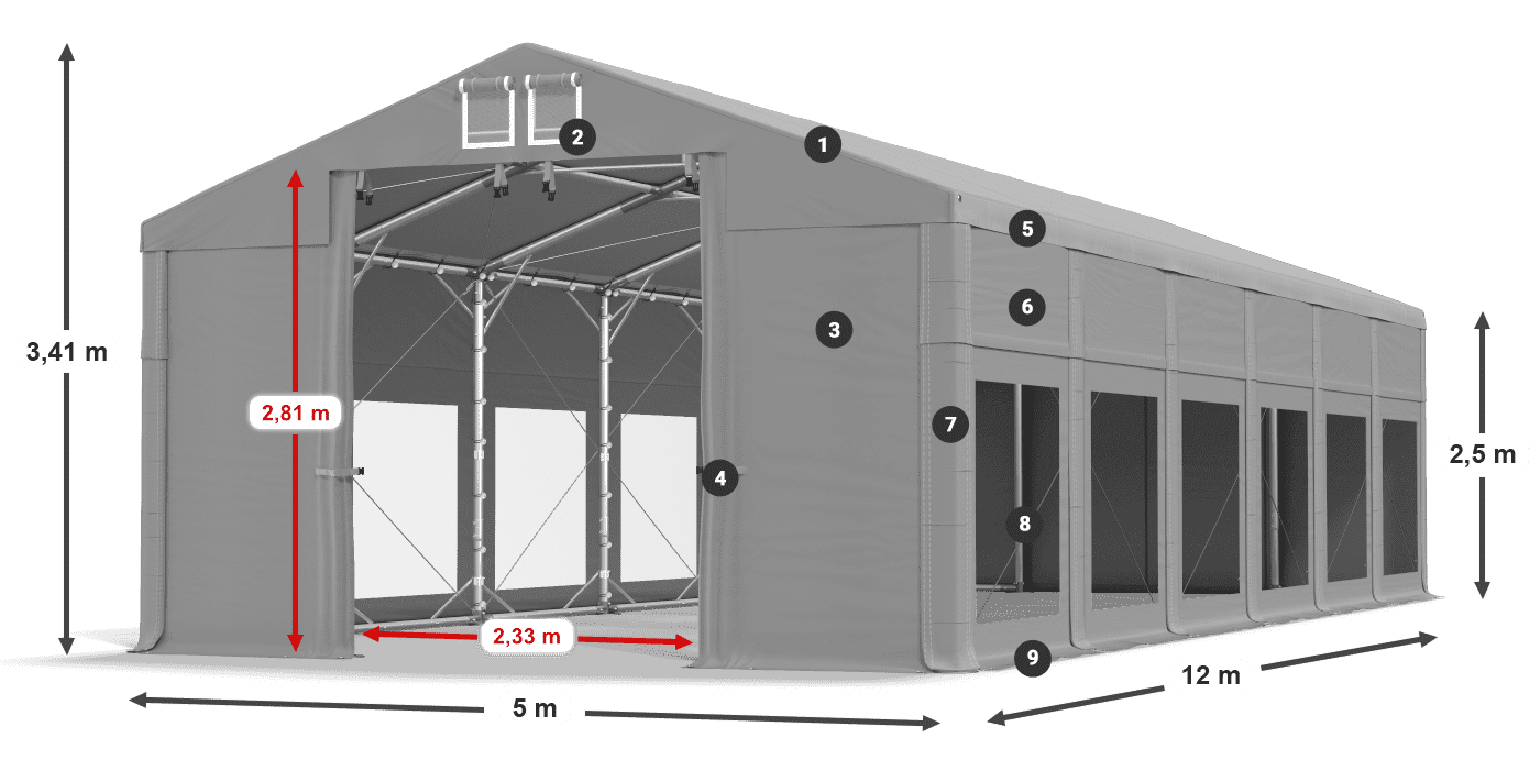 Roof: FR 620 PVC Walls: MS 580 PVC 2.5m legend