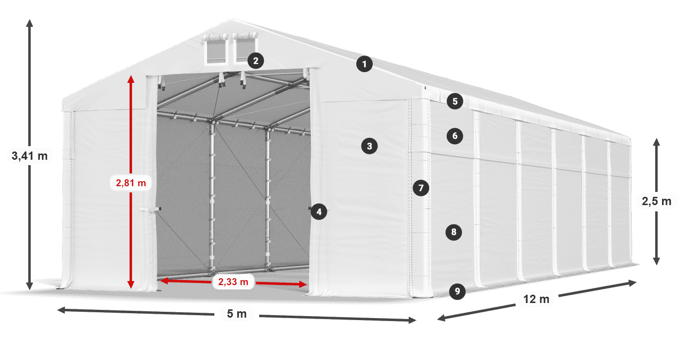 Roof: FR 620 PVC Walls: MS 580 PVC 2.5m legend