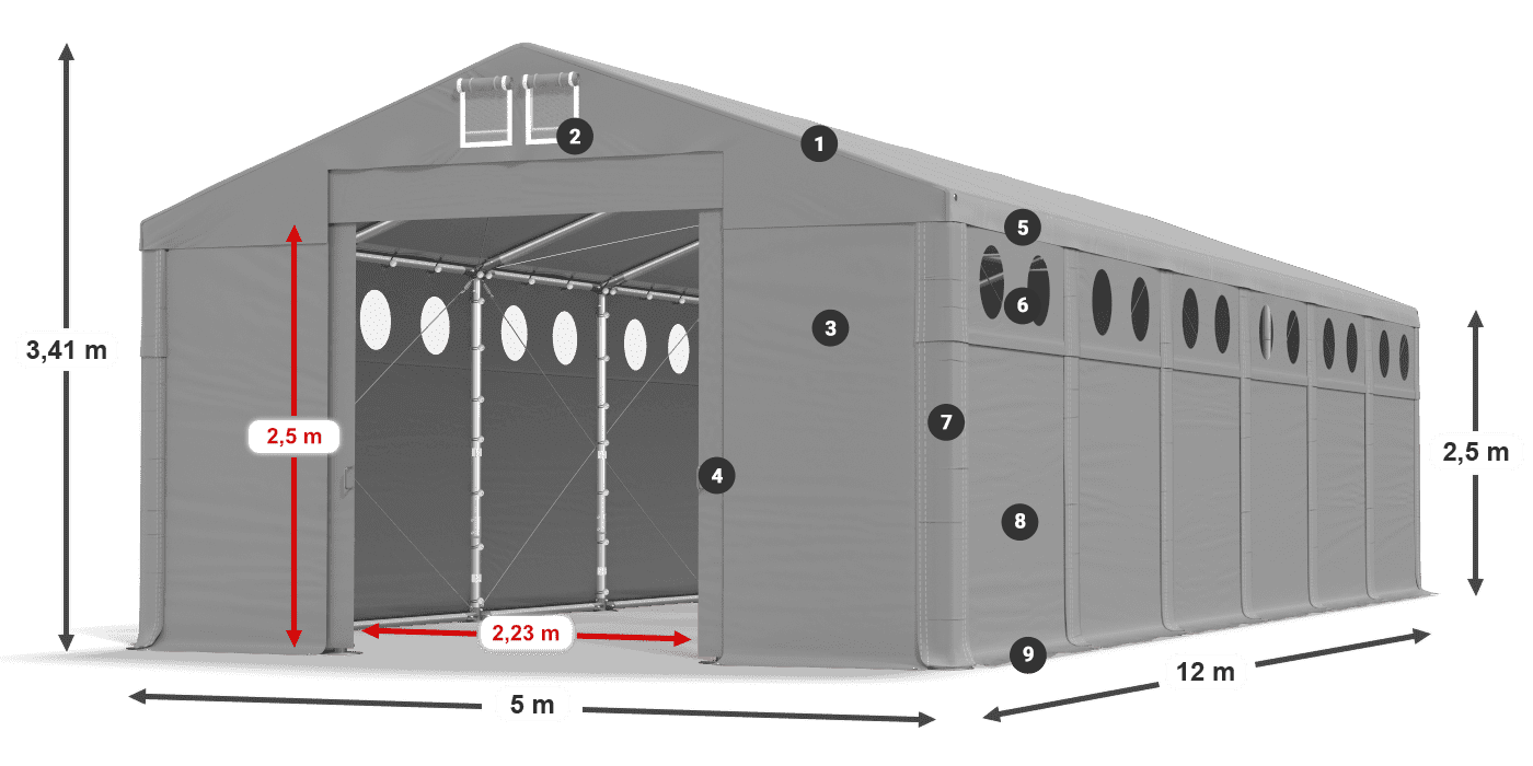 Roof: FR 620 PVC Walls: SD 500 PVC