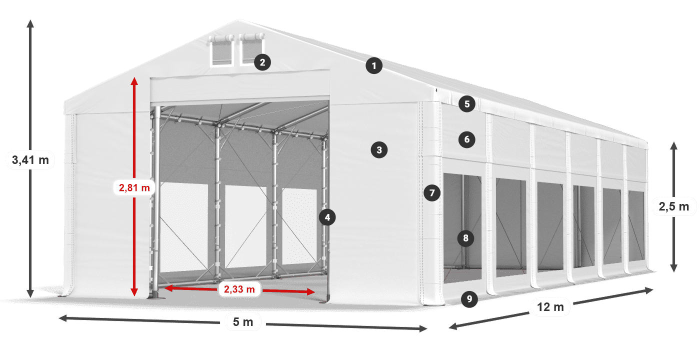 Roof: MS 580 PVC Walls: MS 580 PVC 2.5m legend