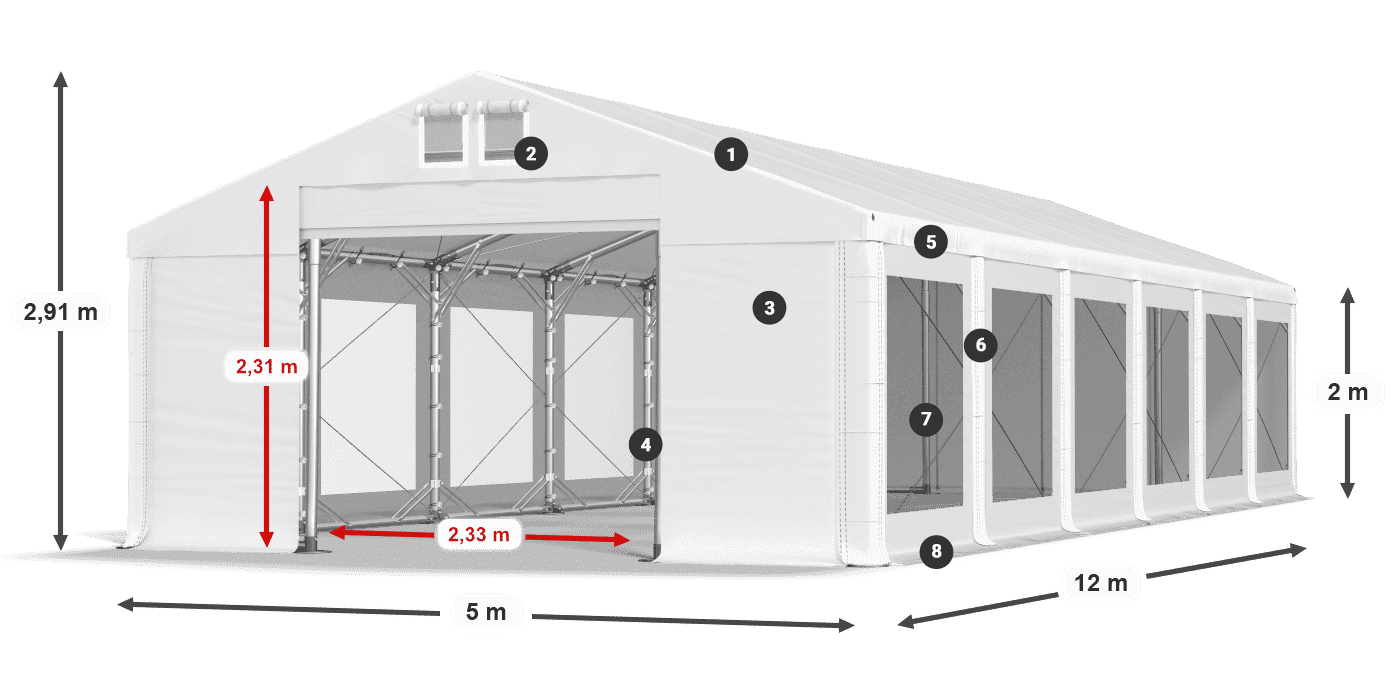 Roof: FR 620 PVC Walls: MS 580 PVC 2m legend