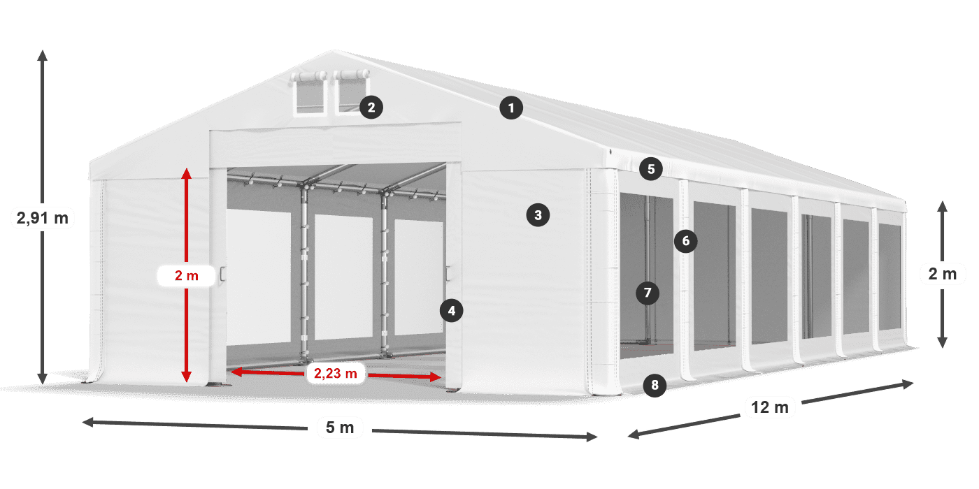 Roof: FR 620 PVC Walls: MS 580 PVC 2m legend