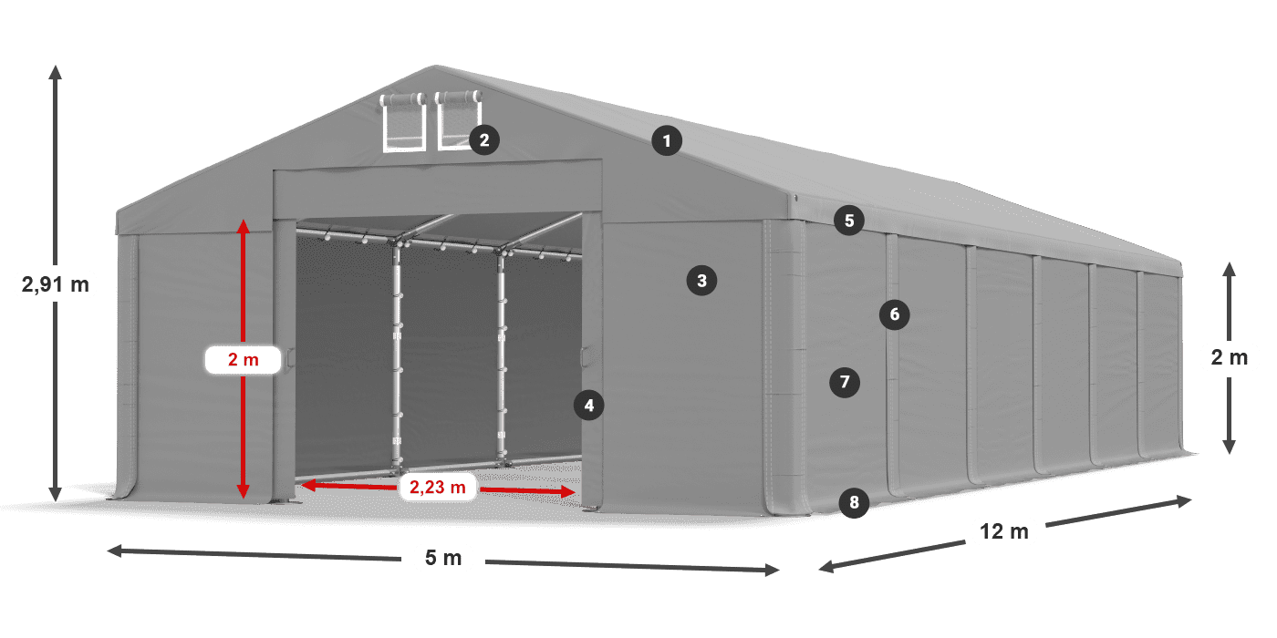 Roof: FR 620 PVC Walls: SD 500 PVC