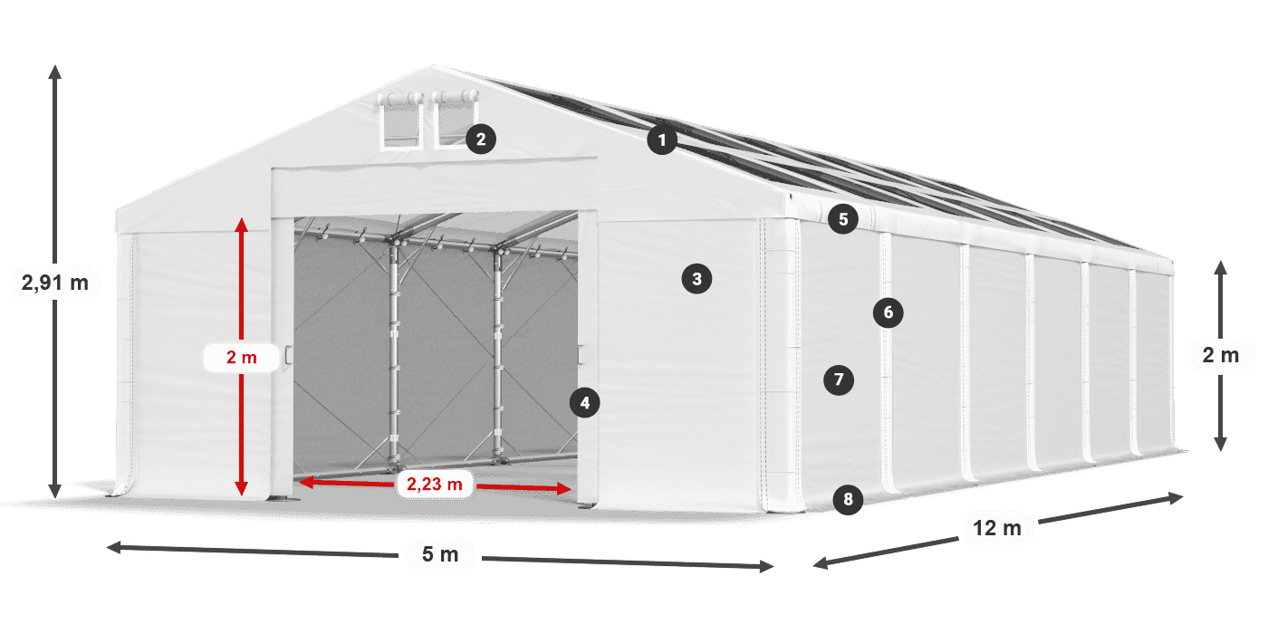 Roof: MS T 580 PVC Walls: FR 620 PVC 2m legend
