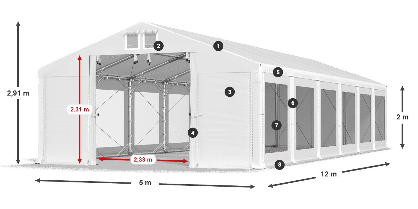 Roof: MS 580 PVC Walls: MS 580 PVC 2m legend