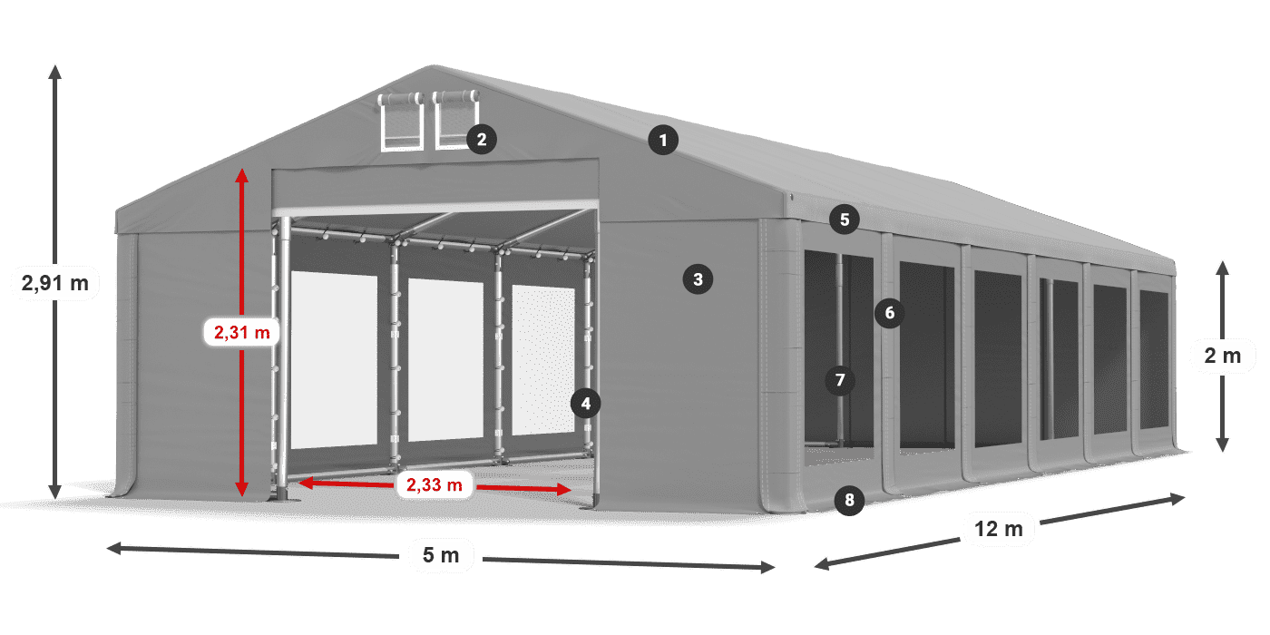 Roof: MS 580 PVC Walls: MS 580 PVC 2m legend