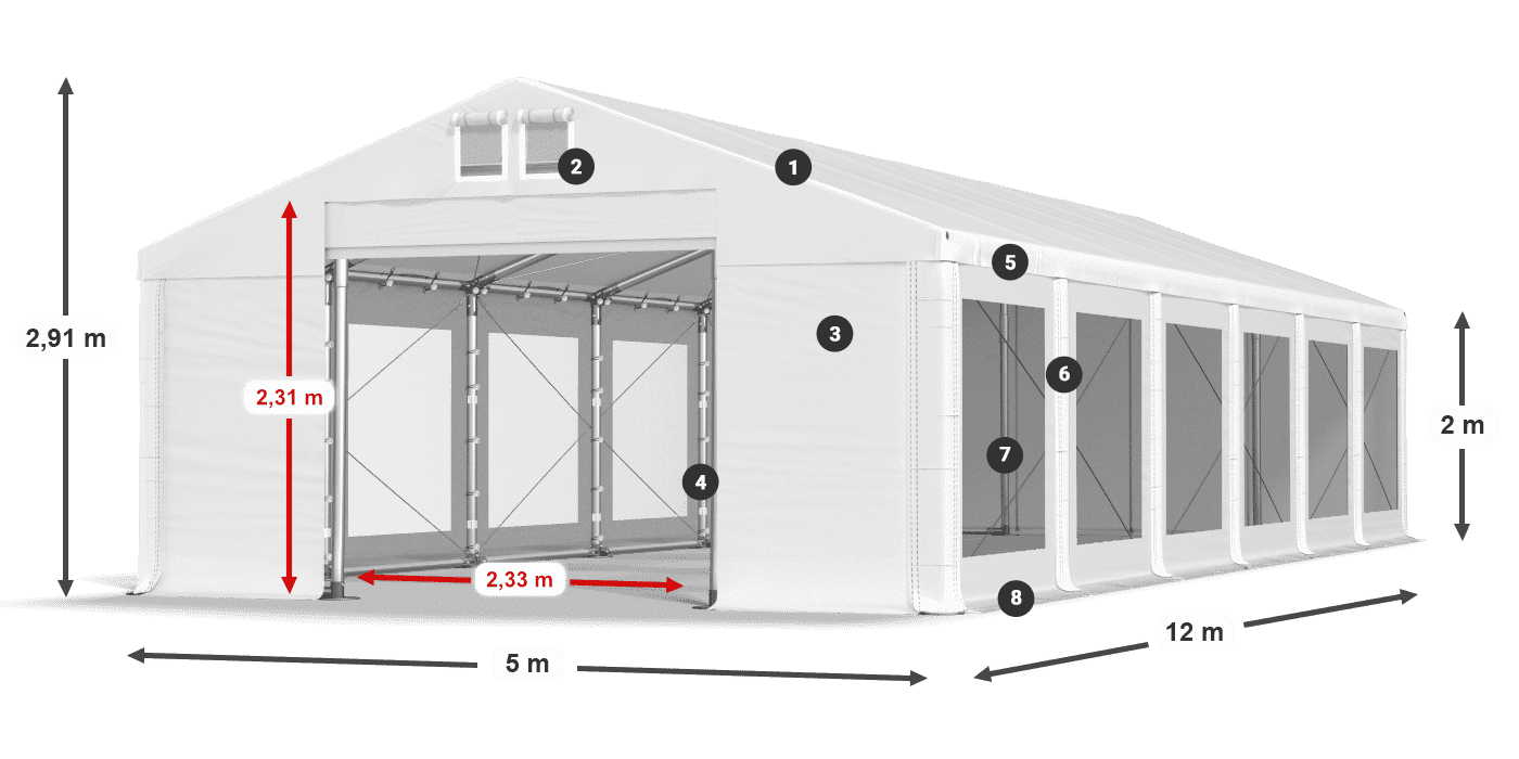 Roof: MS 580 PVC Walls: MS 580 PVC 2m legend