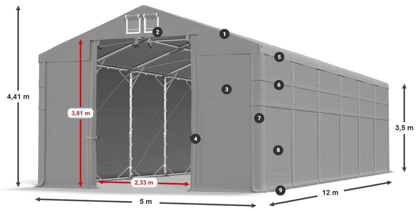 Roof: MS 580 PVC Walls: SD 500 PVC