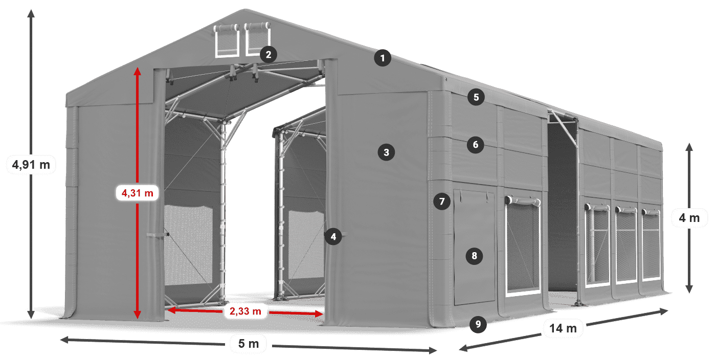 Roof: MS 580 PVC Walls: SD 500 PVC