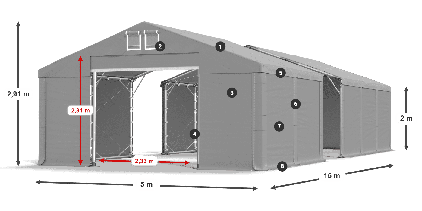 Roof: FR 620 PVC Walls: SD 580 PVC 2m legend