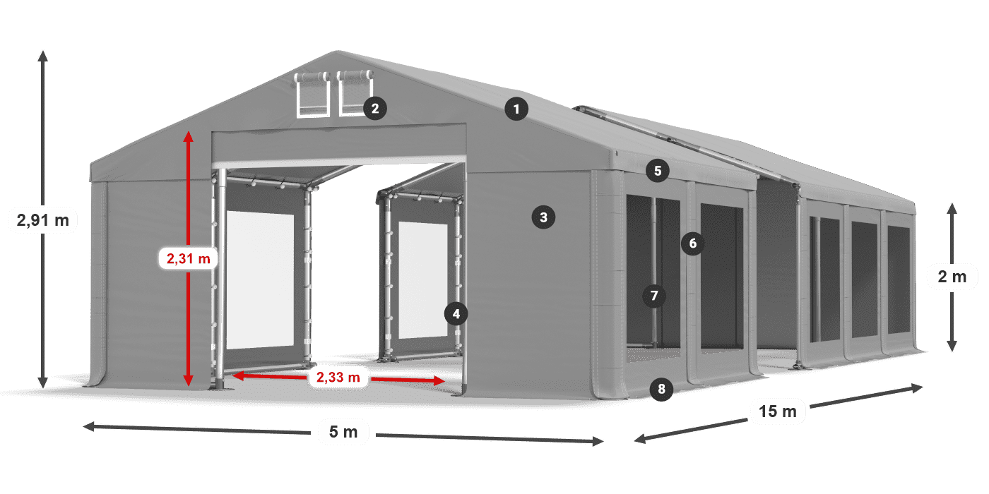Roof: MS 580 PVC Walls: MS 580 PVC 2m legend