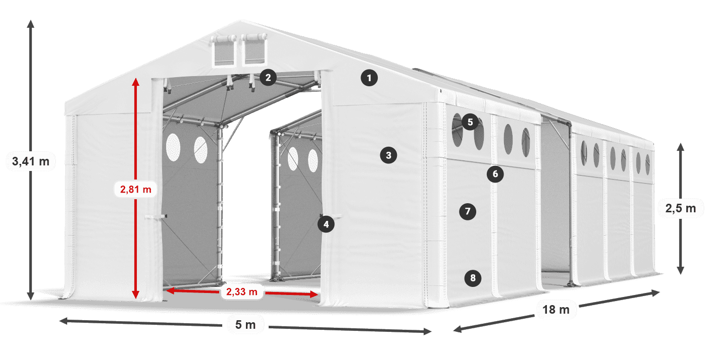 Roof: FR 620 PVC Walls: MS 580 PVC