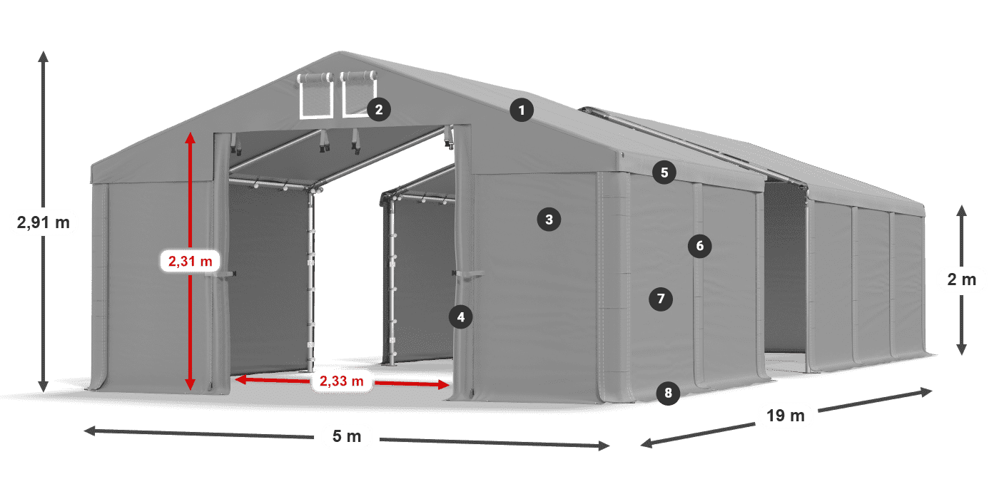 Roof: FR 620 PVC Walls: SD 500 PVC