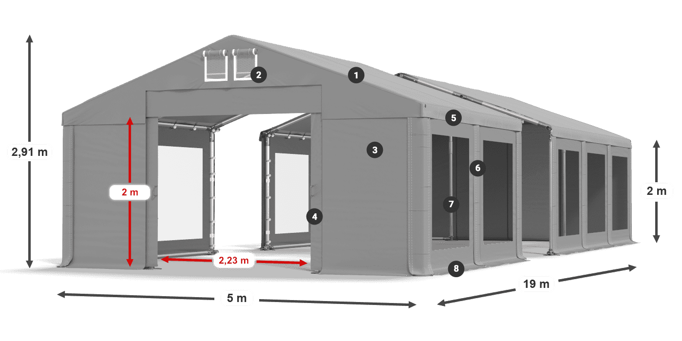 Roof: MS 580 PVC Walls: MS 580 PVC