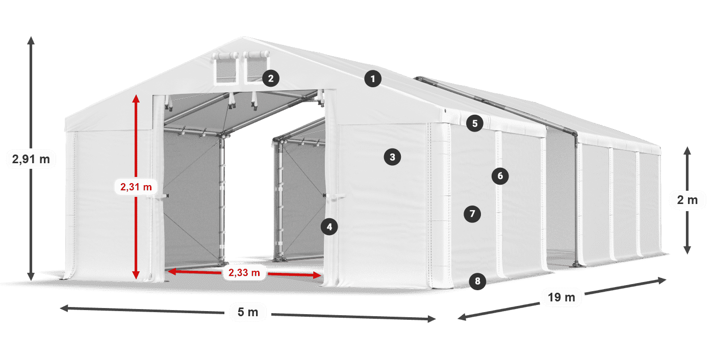 Roof: MS 580 PVC Walls: SD 500 PVC