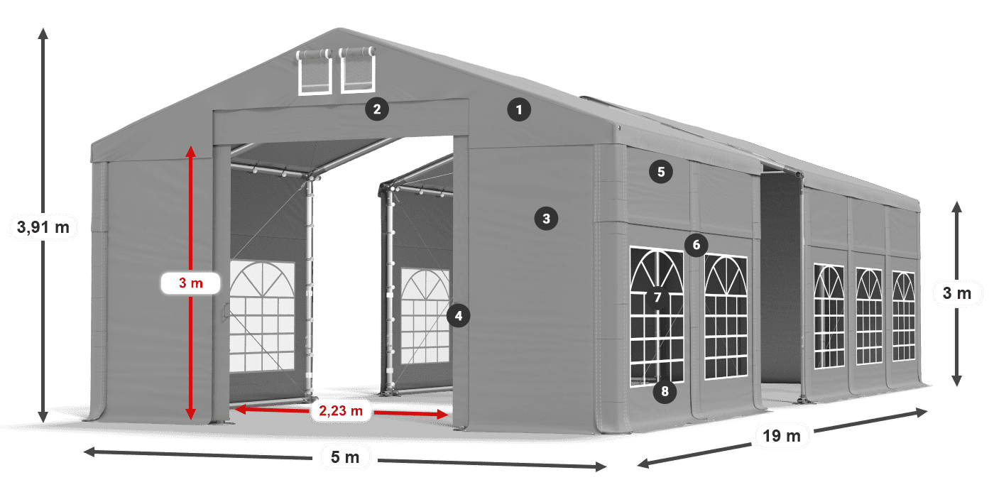 Roof: FR 620 PVC Walls: SD 500 PVC 3m legend