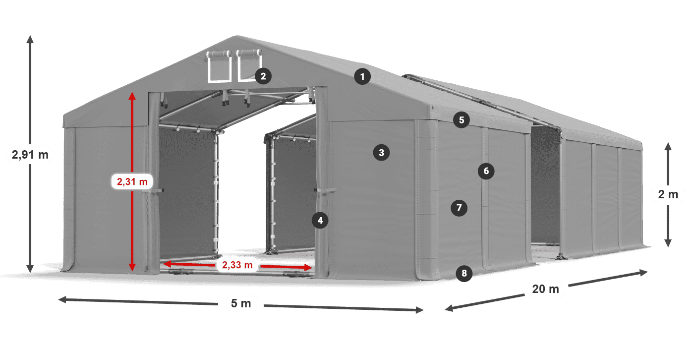 Roof: MS 580 PVC Walls: FR 620 PVC