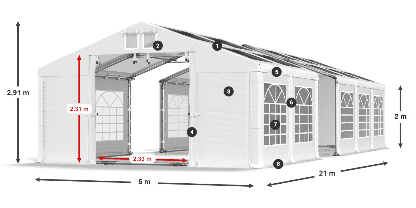 Roof: MS 580 PVC Walls: SD 500 PVC
