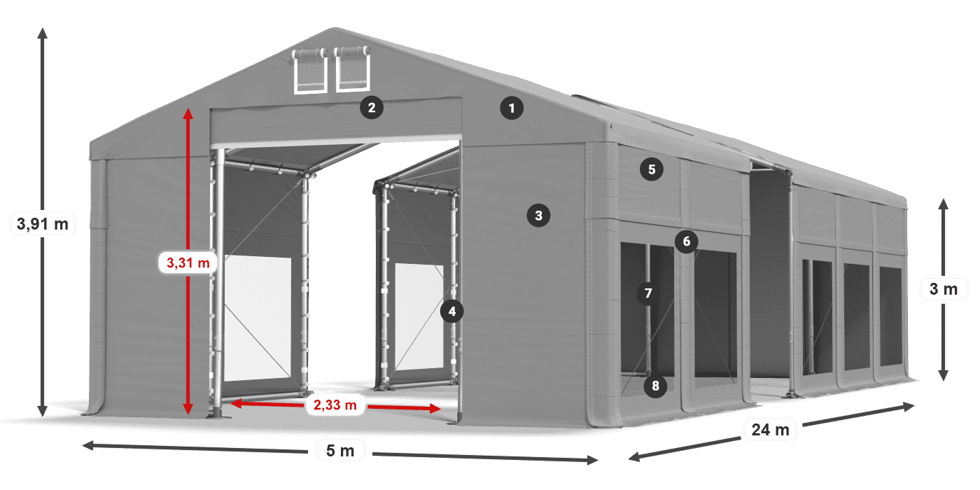 Roof: FR 620 PVC Walls: MS 580 PVC 3m legend