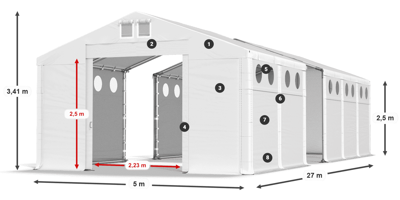 Roof: MS 580 PVC Walls: FR 620 PVC