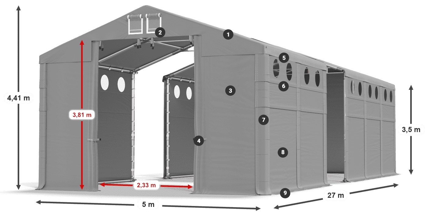 Roof: FR 620 PVC Walls: MS 580 PVC