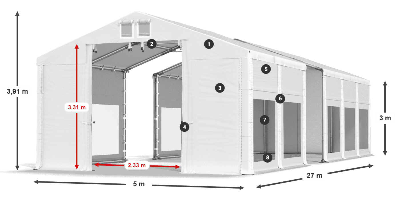 Roof: FR 620 PVC Walls: MS 580 PVC 3m legend