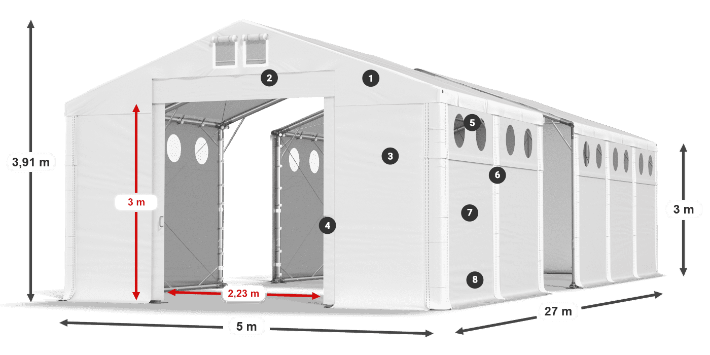 Roof: FR 620 PVC Walls: SD 500 PVC