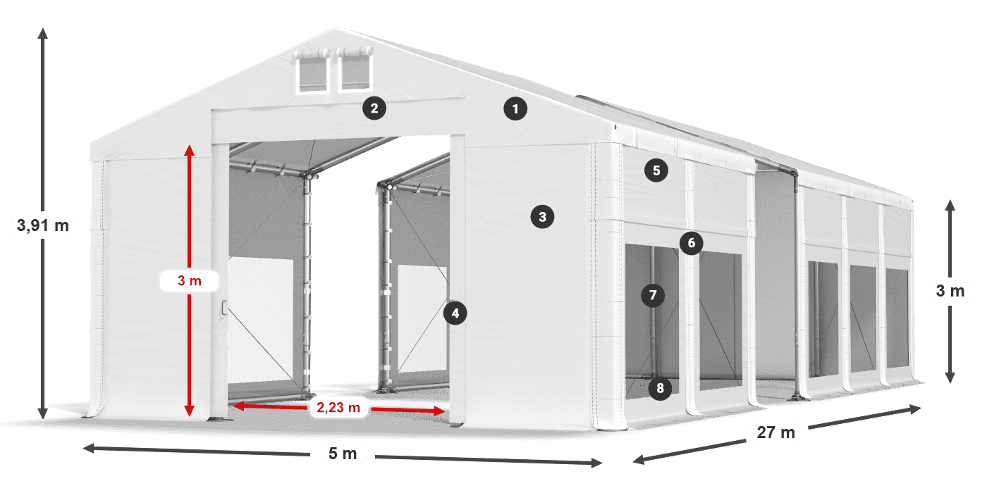 Roof: MS 580 PVC Walls: MS 580 PVC 3m legend