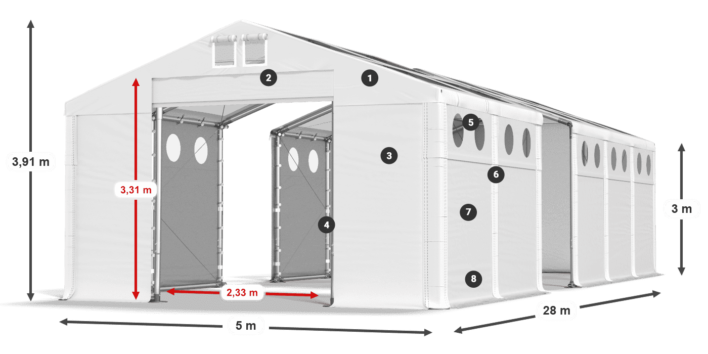 Roof: MS T 580 PVC Walls: FR O 620 PVC 3m legend