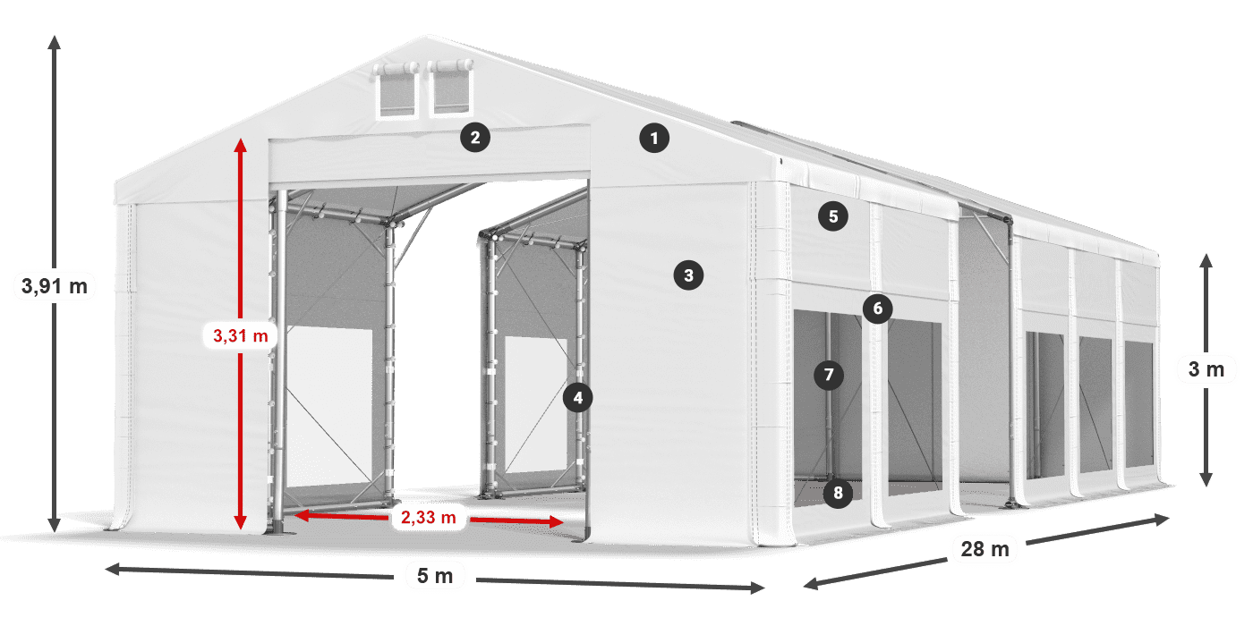Roof: MS 580 PVC Walls: MS 580 PVC 3m legend