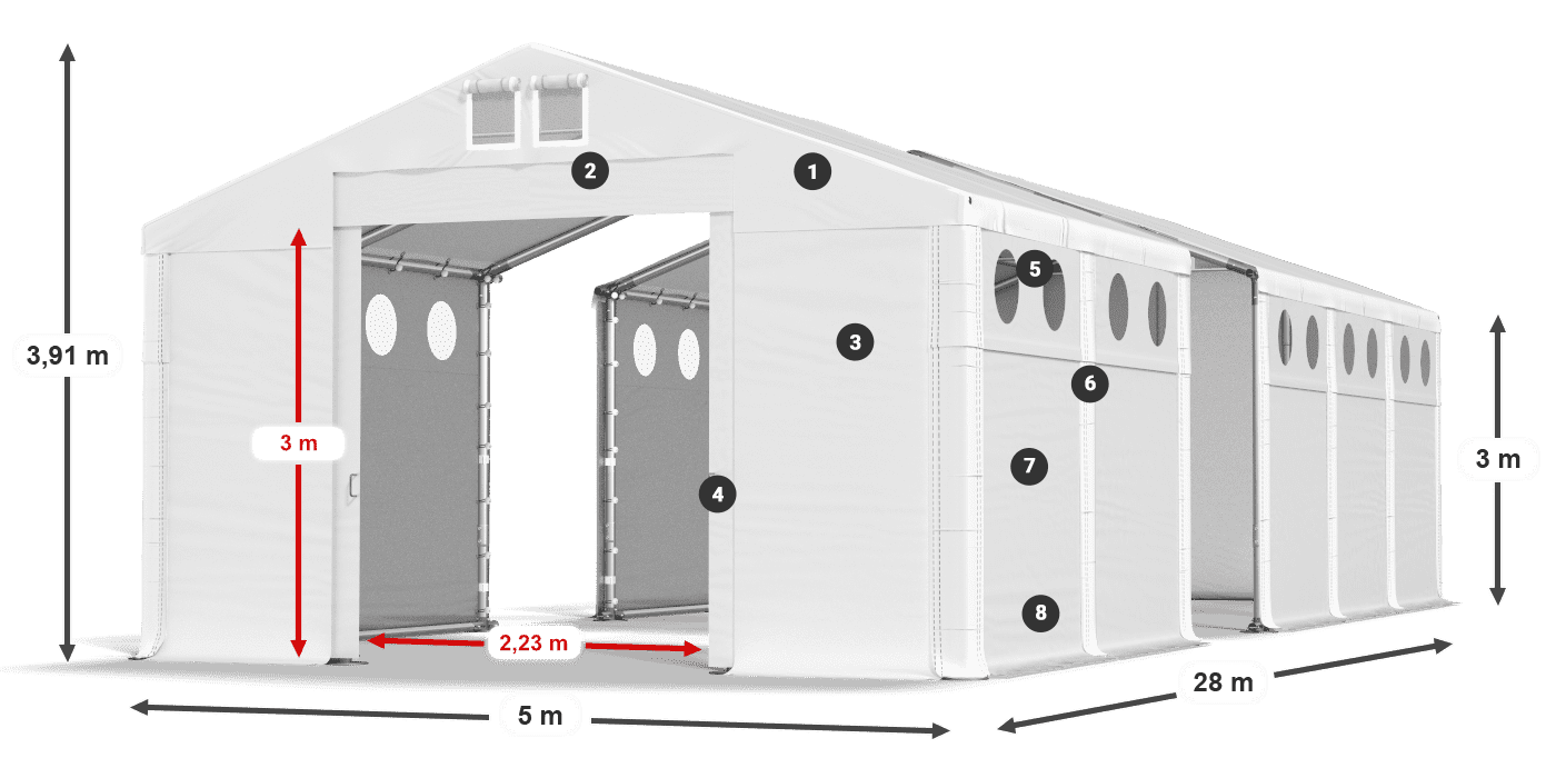 Roof: MS 580 PVC Walls: SD O 500 PVC 3m legend
