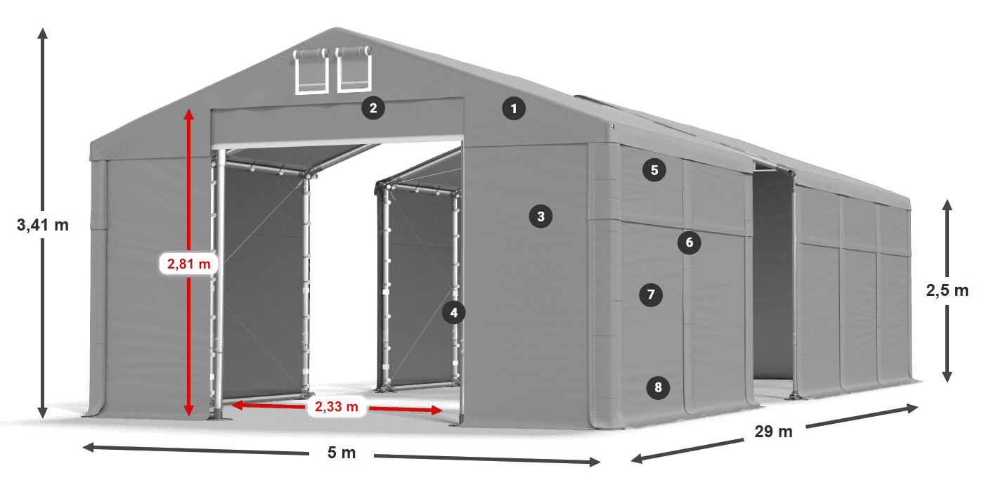 Roof: FR 620 PVC Walls: MS 580 PVC 2.5m legend