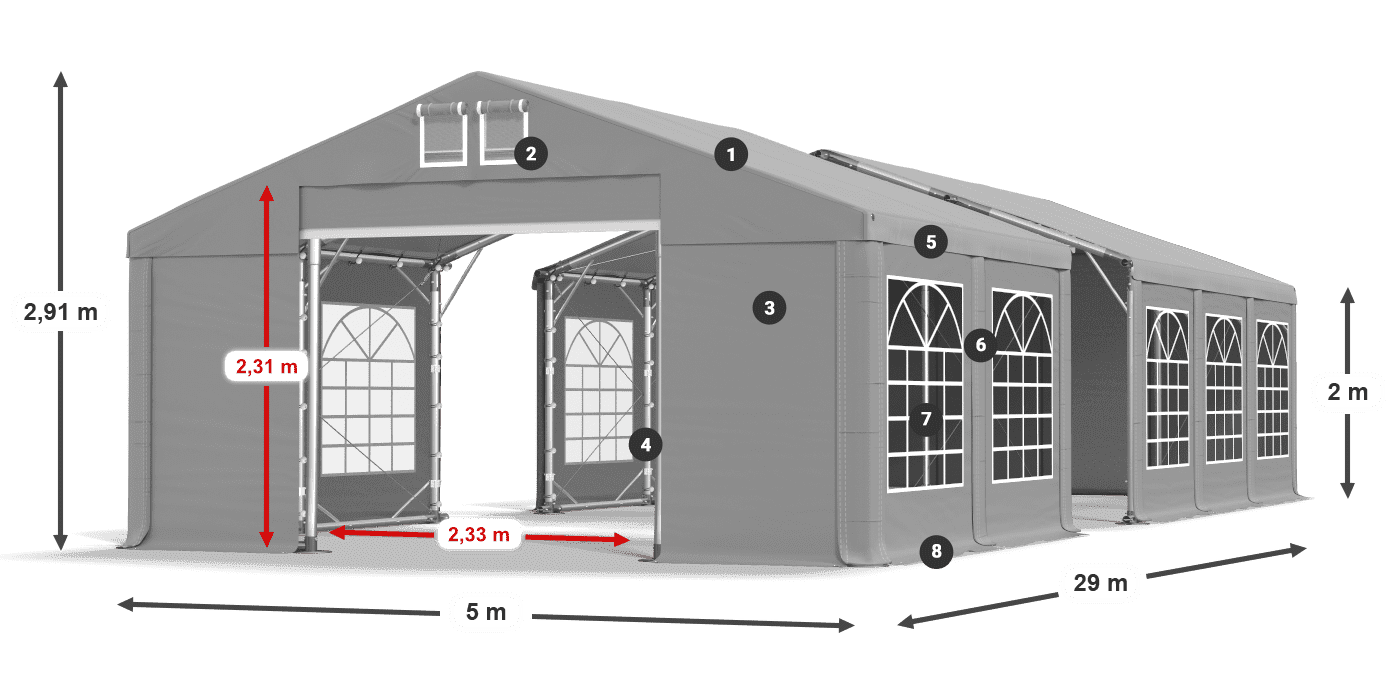 Roof: FR 620 PVC Walls: SD 500 PVC 2m legend