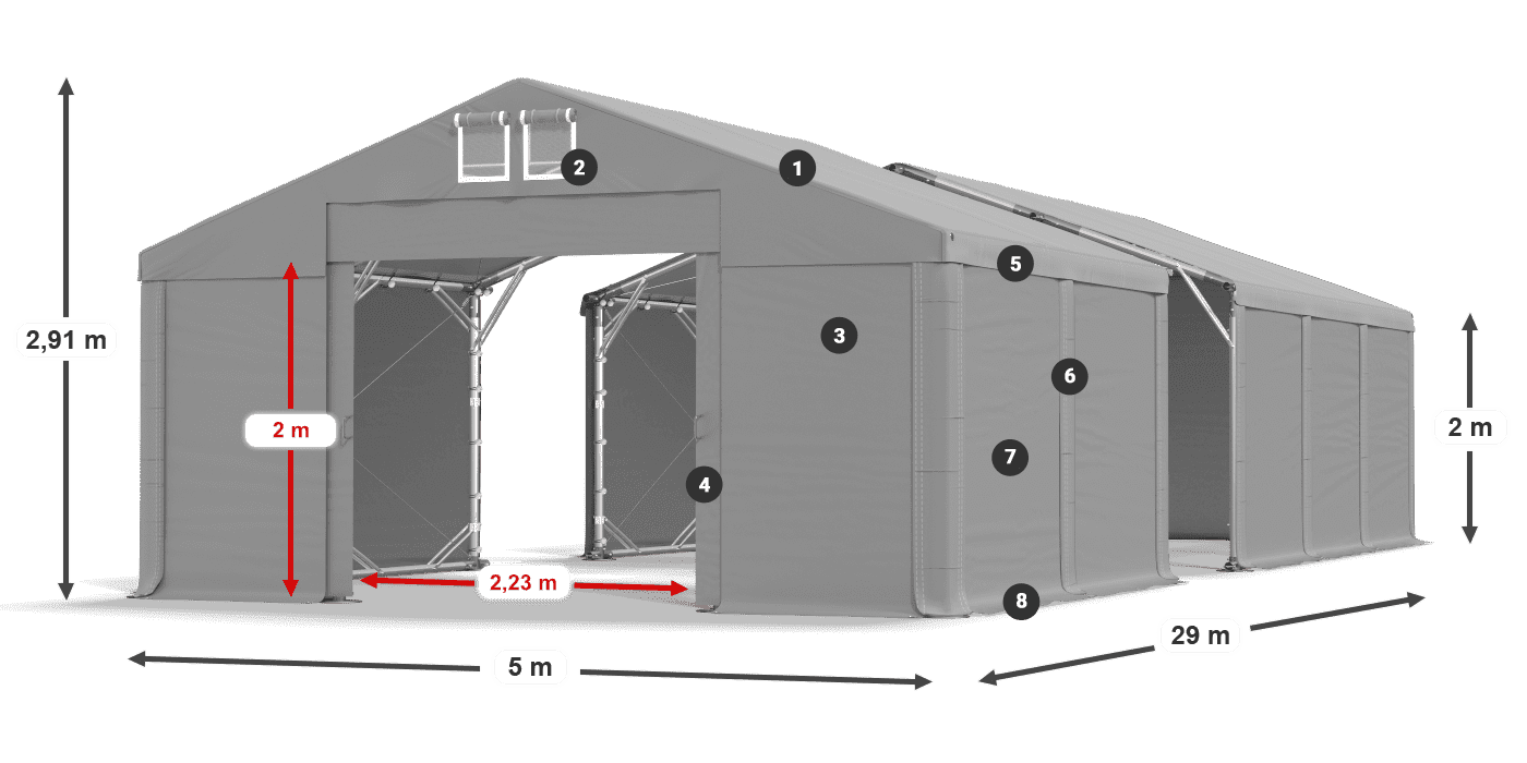 Roof: FR 620 PVC Walls: SD 500 PVC
