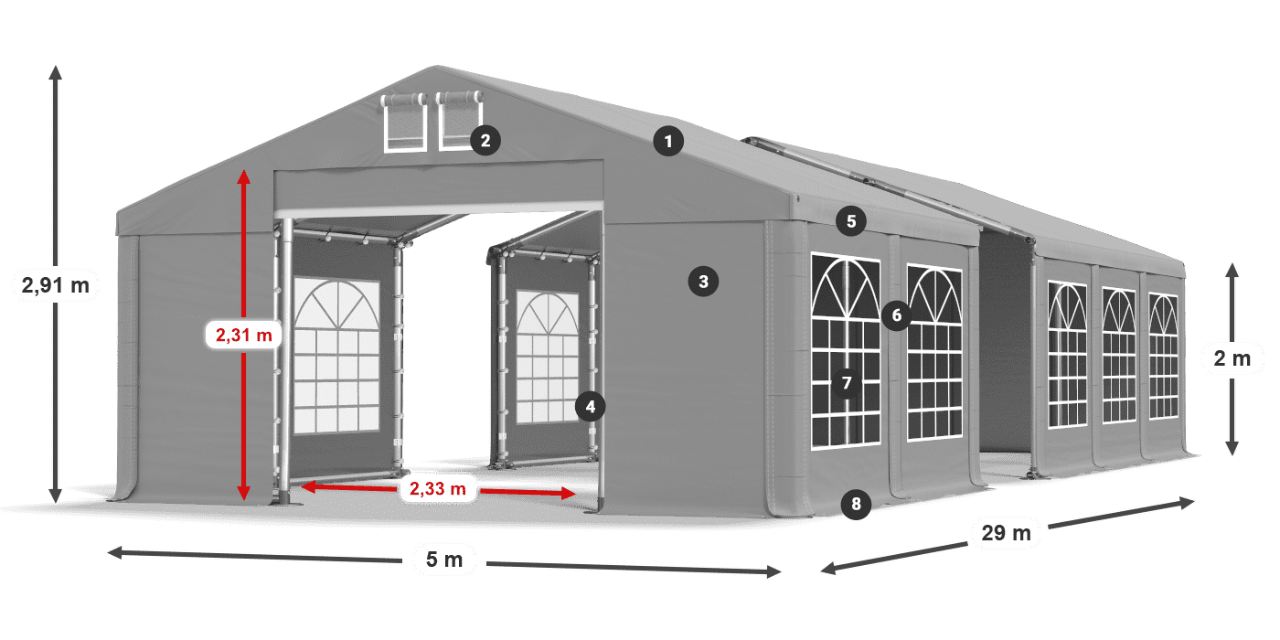 Roof: FR 620 PVC Walls: SD 500 PVC 2m legend