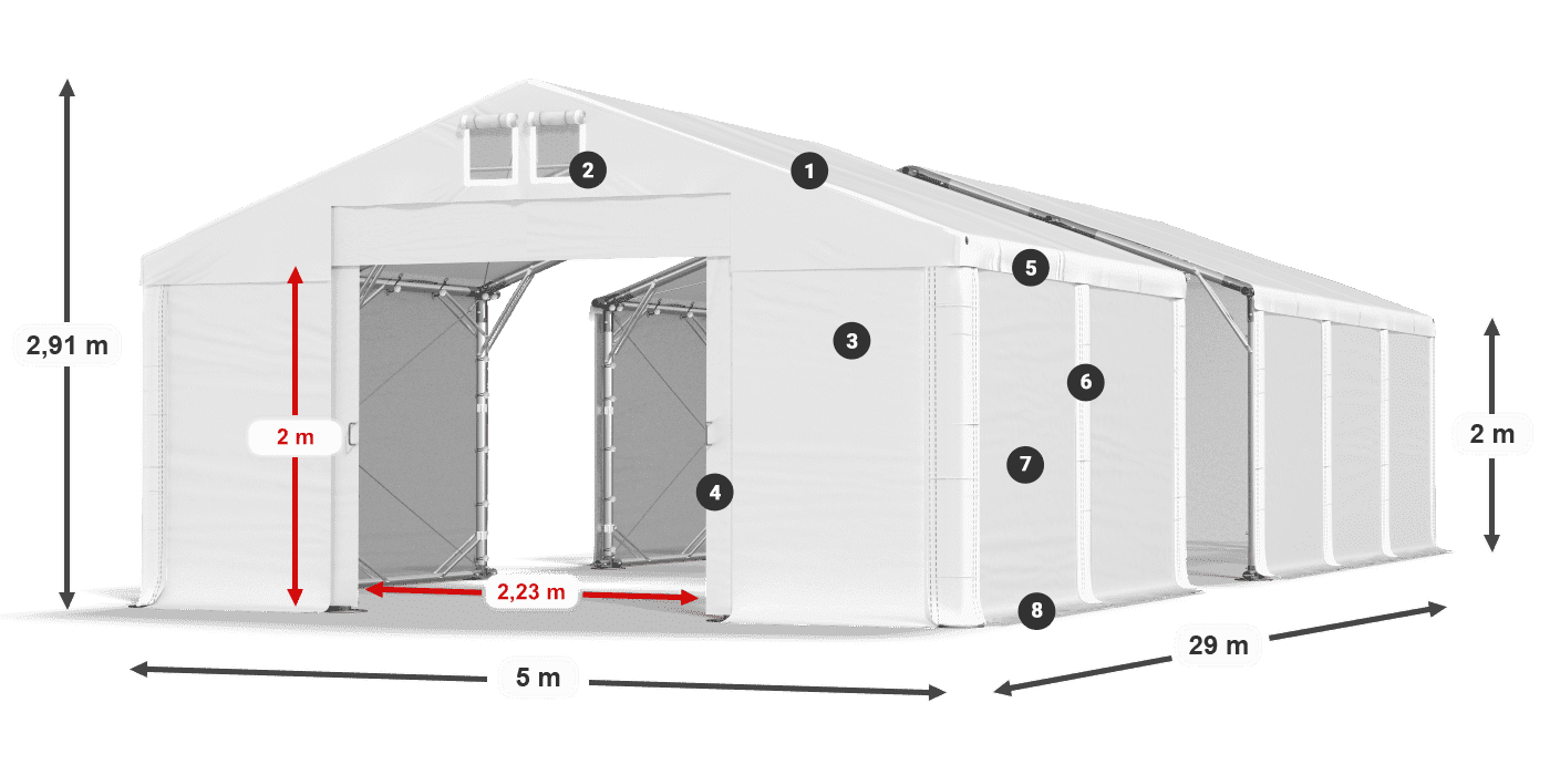 Roof: MS 580 PVC Walls: SD 500 PVC